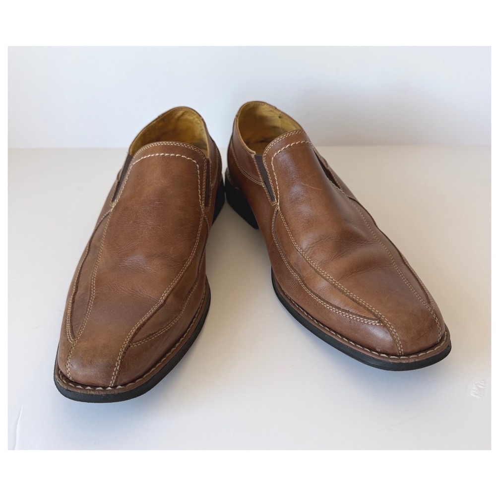 Sandro Moscoloni Mens Leather Loafers 12 Brown Preppy Minimalist Slip On Shoes